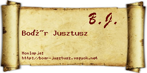 Boár Jusztusz névjegykártya